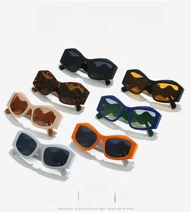 Multiple irregular wave-leg sunglasses in black, tortoise, beige and orange colors