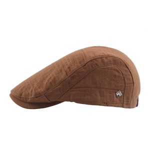 Classic brown ivy cap with horizontal jacquard texture and side metal logo detail