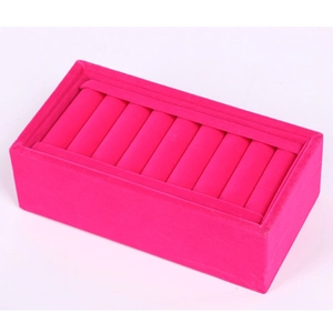 Rose red velvet ring display tray with 7 slots for jewelry organization and storage