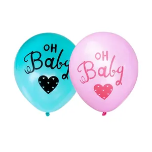 Κοντινό πλάνο με μπλε και ροζ μπαλόνια OH Baby για διακόσμηση πάρτι αποκάλυψης φύλου