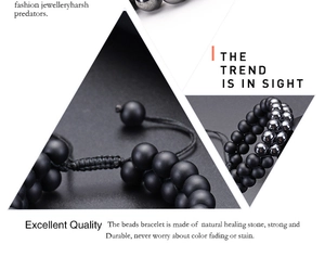 Macro detail of double-row natural stone bead bracelet with hematite accents