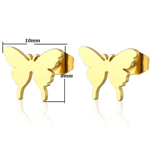 Boucles d'oreilles papillon dorées minimalistes pour femme, 10mm de large et 8mm de haut