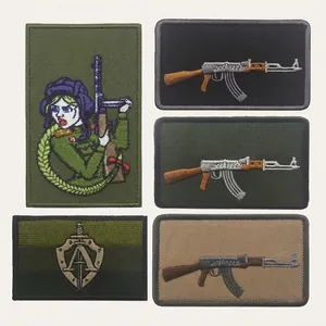 Tactical embroidery patches featuring AK47 designs and Russian FSB insignia set