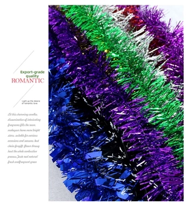 Colorful festive tinsel garland with shiny metallic texture for Christmas tree decor
