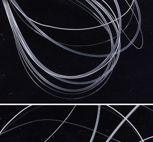 Macro detail of high-strength transparent nylon PA6 monofilament line for DIY and sewing