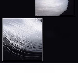 Macro detail of high-strength non-elastic translucent nylon monofilament fishing line
