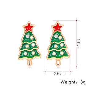 Detailed view of Christmas tree earrings with size 1.7x0.9cm and weight 3g markers