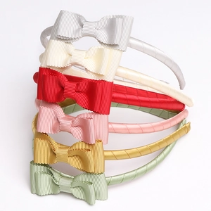 Set of colorful girls' bow headbands in satin and grosgrain fabric, multiple colors