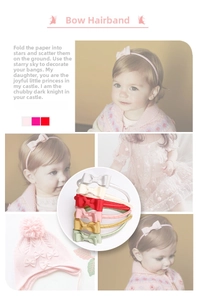 Detailed collage of colorful bow headbands for girls in various pastel shades and styles