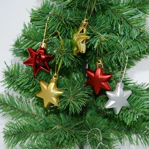 Christmas Star Hanging Ornaments Electroplated Plastic Shiny Matte Holiday Tree Decoration Metallic Pendants