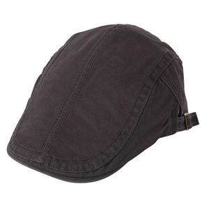 Béret classique marron foncé vintage avec coutures décoratives et boucle métal