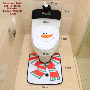 Détail de l'ensemble de toilette bonhomme de neige avec housse de réservoir et tapis en U