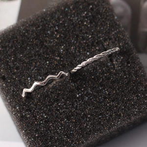 Minimalist S925 sterling silver wave and twisted rope stackable rings for women