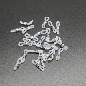 White silicone non-slip loops with silver alloy sliders for DIY eyewear chain accessories