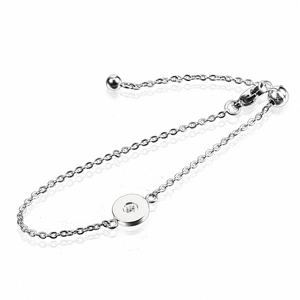 Minimalist silver stainless steel bracelet with a sparkling crystal round pendant and lobster clasp