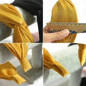 Böhmischer verknoteter breiter Haarreif in Gelb und Schwarz, 4 cm breite Detailansicht
