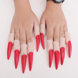 Halloween realistic finger extensions with long red nails for party costume decoration