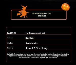 Detail showing flexible black rubber Halloween finger covers measuring 8.5 cm in length