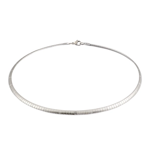Sleek 4mm silver titanium steel omega chain necklace with flat textured snake links