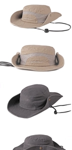 Detail view of cotton bucket hat with breathable mesh and adjustable chin strap cord
