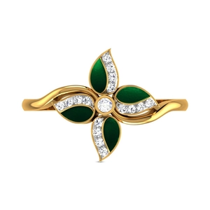 Elegant Green Enamel Flower Ring Copper Micro Pave Zircon Floral Jewelry For Women Fashion Accessory Gold Plated Dainty