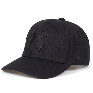 Classic black cotton baseball cap with 3D embroidery shown from a 45-degree angle view