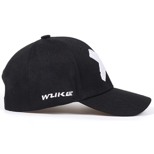 Classic black cotton baseball cap featuring premium white 3D embroidery and side logo