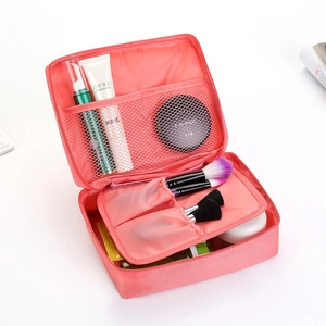 Pink multi-functional travel toiletry bag with large capacity and organized compartments