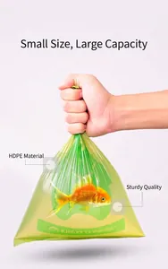 Strong leak-proof biodegradable dog waste bag shown holding water with a heavy load