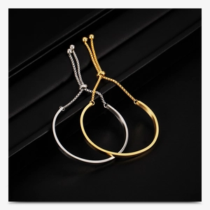 Pulseras ajustables de cadena con perlas semicirculares de 4mm en acero inoxidable oro y plata