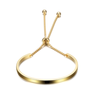 Pulsera bolo ajustable de acero inoxidable dorado de 4mm con acabado pulido elegante