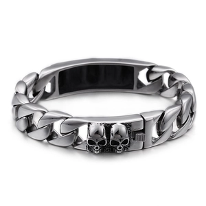 Fashionable skull head bracelet in vintage silver stainless steel for men