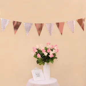 Gold and white wavy party bunting banner with 12 flags and 5-meter string