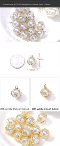 Detailed comparison of 10x15mm pearl teardrop charms in gold and silver wire cages