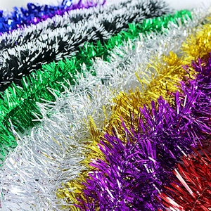 Colorful metallic tinsel garland for Christmas tree decoration and festive party supplies