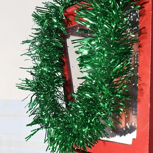 180cm green metallic tinsel garland for Christmas tree and festive venue decoration