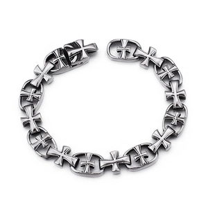 Bracelet croix en acier inoxydable pour homme avec style punk gothique et motard