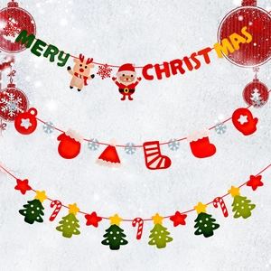 Christmas banner set with Merry Christmas letters and reindeer for festive wall decoration