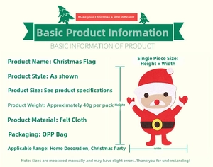 Detail of felt Christmas Santa banner showing material texture and OPP packaging