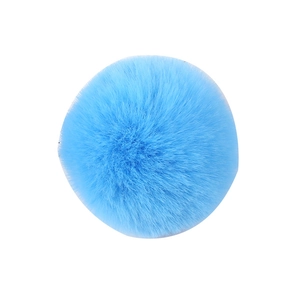 Pompón azul de 8cm de piel sintética de conejo para accesorios DIY y gorros de invierno