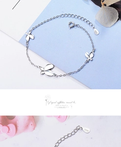 Detailed close-up of S925 sterling silver butterfly bracelet with adjustable extension chain