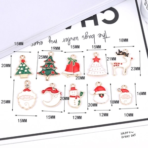 DIY Christmas alloy enamel pendants set including Santa, deer, and tree charms