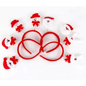 Christmas headband set featuring Santa, snowman, and reindeer motifs with red bows