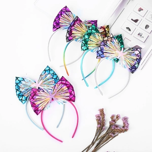 Serre Tête Sirène Holographique Écailles De Poisson Nœud Étoile De Mer Coquillage Accessoire Cheveux Enfants Filles Fête Anniversaire