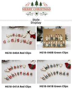 Detailed view of Christmas wooden clips featuring Merry Christmas letters and reindeer motifs