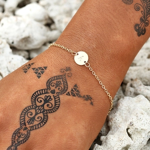 Hollow Round Initial Letter Bracelet Alloy Adjustable Alphabet Charm Jewelry For Women Fashion Simple Style