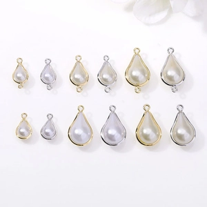 Water Drop Shape Imitation Artificial Pearl Pendants Copper Alloy Gold Silver Plated Teardrop DIY Jewelry Making Findings Charms