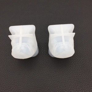 Detail of 2-piece set translucent silicone bulldog head molds for resin DIY projects