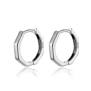 Geometric Octagonal Hexagonal Hoop Earrings With Silver Earring Post Copper Minimalist Fashion Jewelry For Women