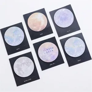 Creative planet series round sticky notes set featuring Earth Mars and Moon celestial designs